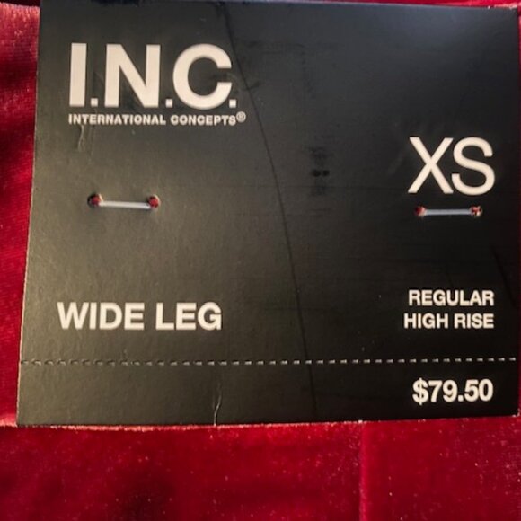 I.N.C. High Waisted Wide Leg Velvet Pants Size XS New with Tag - Picture 5 of 7